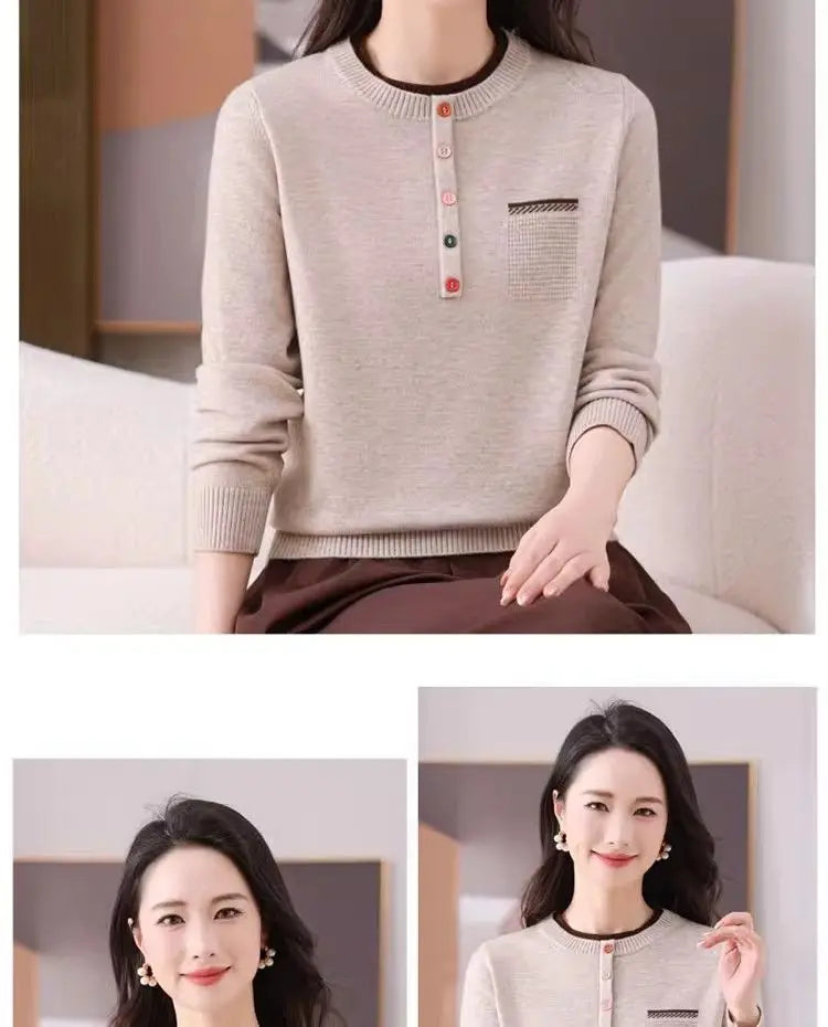 Frauen Kleidung Lose Mode Pullover Herbst/Winter Warme Elegante Gestrickte Langarm Pullover Dame Casual Oansatz Alle-spiel top
