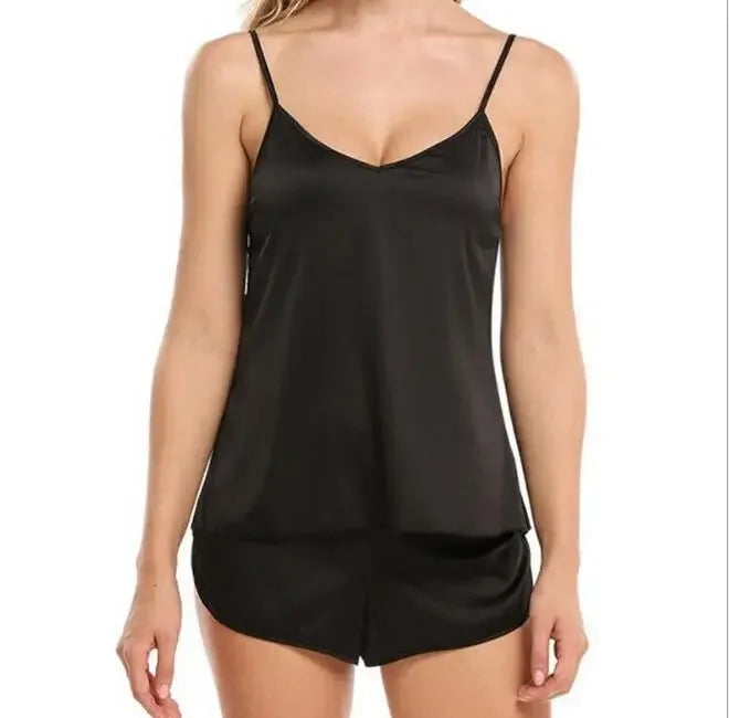 Sexy Damen-Pyjama-Sets, 2025, rosa Pyjamas für Damen, Spaghetti, ärmellose Tops + Shorts, Heimanzug, Sommer-Cami-Nachtwäsche mit V-Ausschnitt