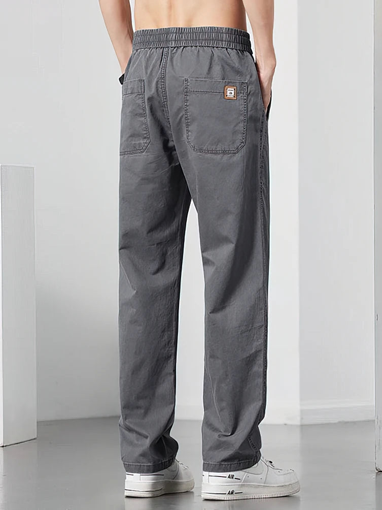 Straight Casual Cargo Pants Men Wide Leg Brown Long Cargo Business Work Trousers Drawstring Baggy Sweatpants Male.