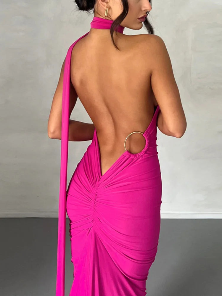 Neon Y2K Kleidung eine Schulter ärmellose rücken freie geraffte figur betonte Maxi kleider für Frauen Club Geburtstags feier Abend Abschluss ball