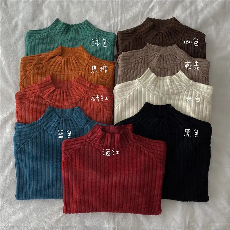 Rollkragen Gestrickte Pullover Frauen Herbst Winter Mode Lose Lange Hülse Alle Spiel Pullover Pullover Solide Büro Dame Jumper