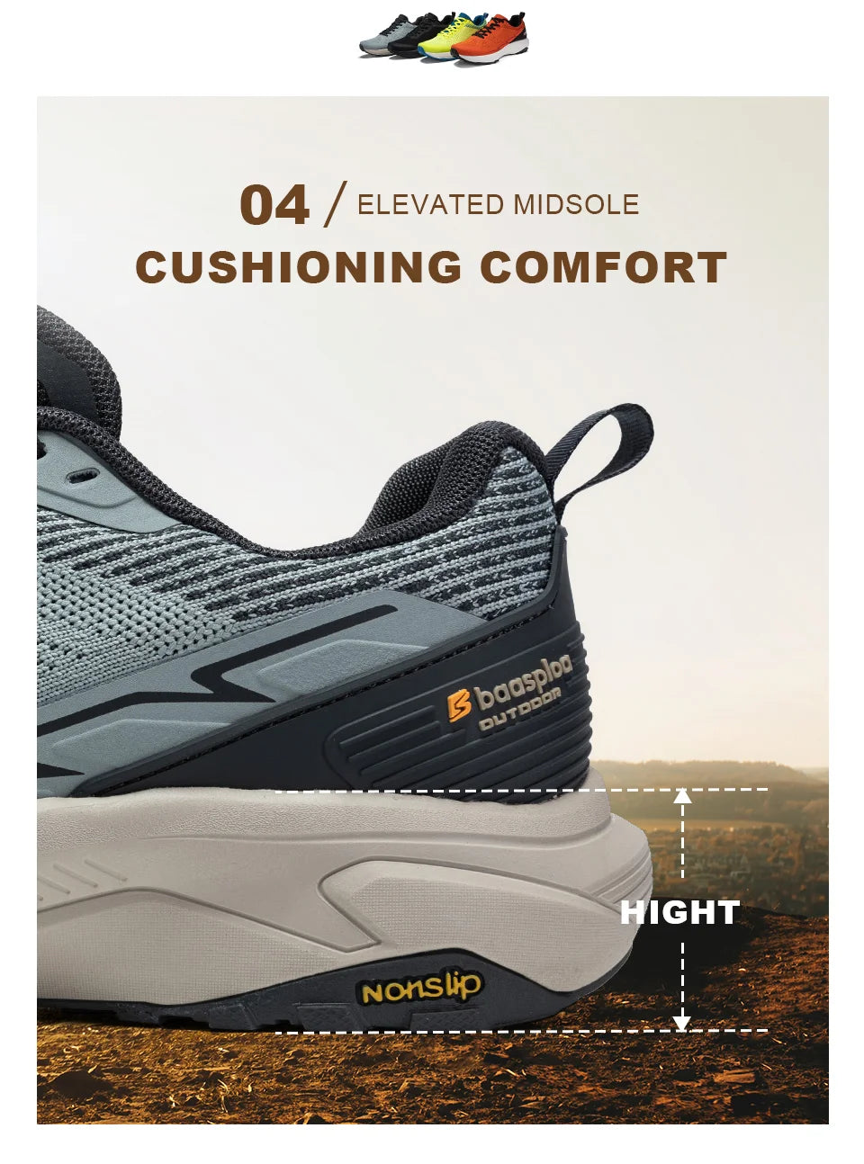 Baasploa Männer Wanderschuhe Komfort Tragen Beständig Outdoor Schuhe Männer Atmungsaktives Mesh Casual Turnschuhe Klettern Nicht-Slip Spitze Up