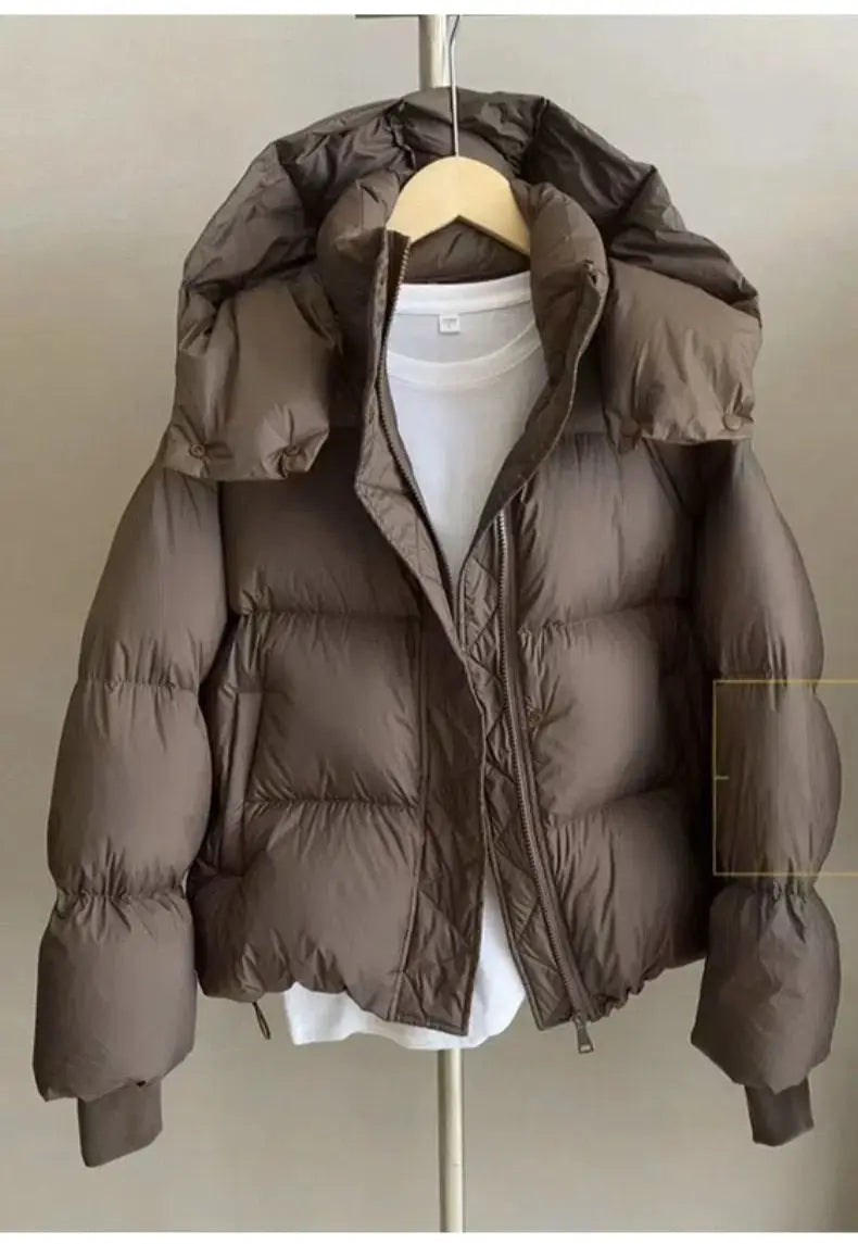 2023 neue Winter Puffer Jacke Frauen Mode Mit Kapuze Unten Baumwolle Mantel Weibliche Lose Beiläufige Warme Parkas Oberbekleidung