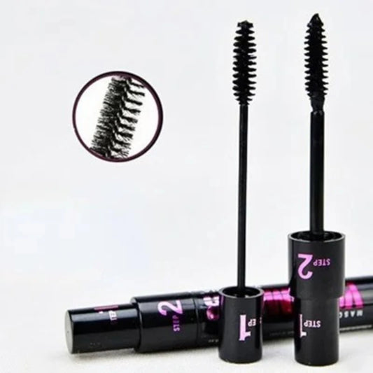 Make up 2in1 Double Purpose Mascara Waterproof and Sweatproof Curling Brushes Makeup Eye Fiber Mascara Eyelash Eyelashes Black.