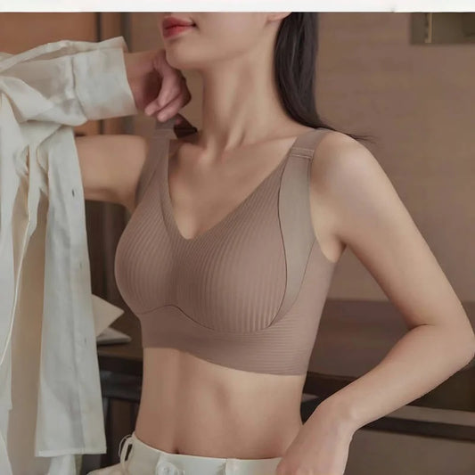 Plus Size Seamless Bra - Wireless Lift Anti-Sagging, Breathable Wide Strap Comfort for Women Daily & Sports.