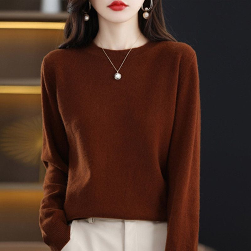 Frauen Pullover Oansatz Herbst Winter Grundlegende Pullover Warme Casual Pulls Jumper Koreanische Lange ärmeln Solide Strickwaren Bodenbildung Shirt