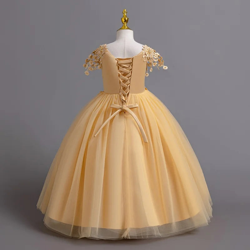 Prinzessin Mädchen Kommunion Geburtstags feier Tanz Leistung Pailletten schwarz Kleid Mädchen Hochzeit Brautjungfer Party Langarm Kleid