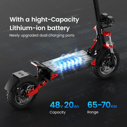 iScooter IX8 Foldable Electric Kick Scooter for Adults 60 km/h Speed 2400W Power 48V Voltage 20Ah Battery.