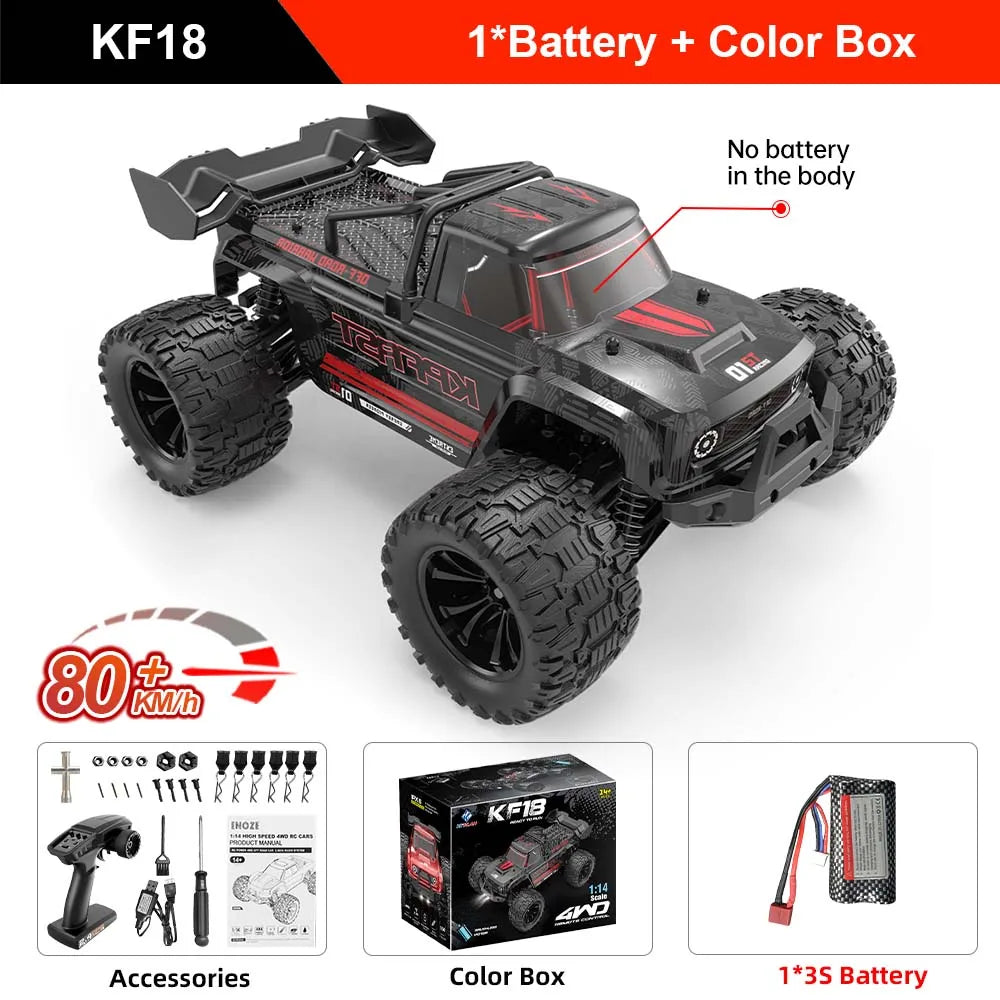 Teeggi 4WD 2.4G RC Drift Car 80KM/H 1:14 High Speed Off-Road Racing Car Brushless 3S Remote Controller Car Truck Toy For Gift