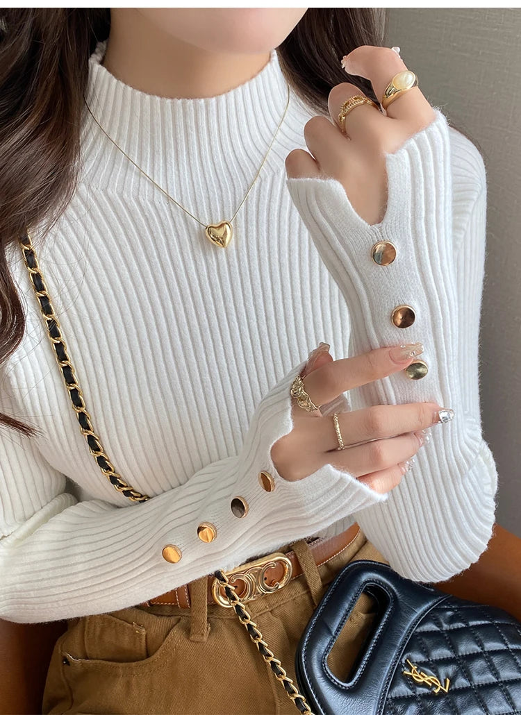 Herbst Winter Pullover Frauen Pullover Langarm Tops Kleidung Schlank Stricken Weiche Jumper Streetwear Taste Rollkragenpullover