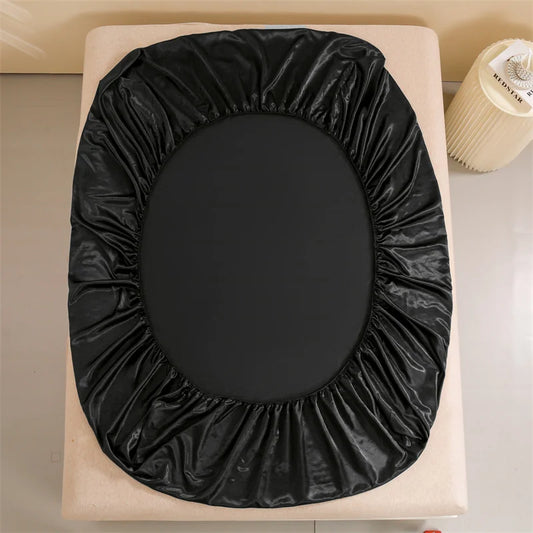 Satin Bed Sheets, Queen Size Sheets Set, 4 Pcs Silky Bedding Set 1 Deep Pocket Fitted Sheet + 1 Flat Sheet + 2 Pillowcases.