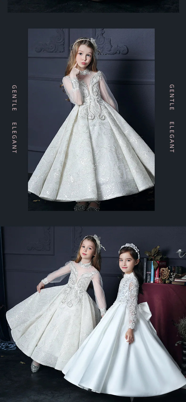 Mädchen Erstkommunion Kleid Blumen mädchen Hochzeit Pailletten Kleider für Kinder Klavier Leistung Vestidos Kinder Festzug Ballkleid