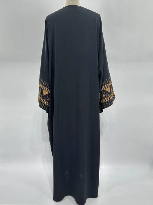 White Black Open Batwing Kimono Abaya Dubai Islam Muslim Dress For Women Kebaya Kaftan Robe Musulmane Caftan Marocain Femme.