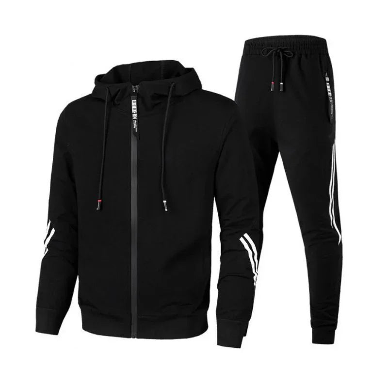 Herren Winter Trainings anzug Set einfarbige Hoodies und Kordel zug Jogging hose Loose Fit Freizeit Sportswear Anzug