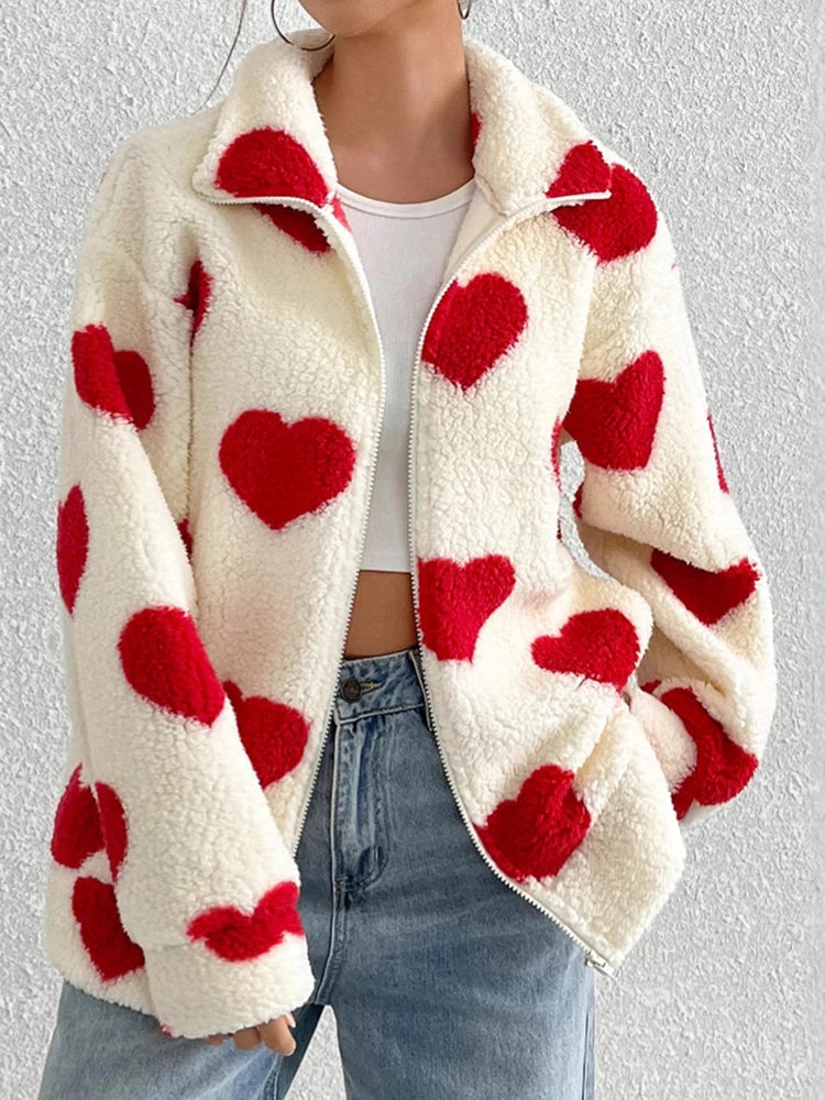 Damen-Fleece-Winterjacke aus warmem Plüsch mit Reißverschluss, lässige Damenbekleidung, Fleecemantel, Winterkleidung für Damen-Oberbekleidung