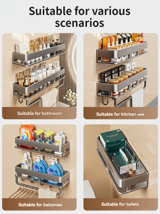 Bad Regal Regale Wand Shampoo Lagerung Rack Für Küche Halter Platz Aluminium Bad Organizer Zubehör