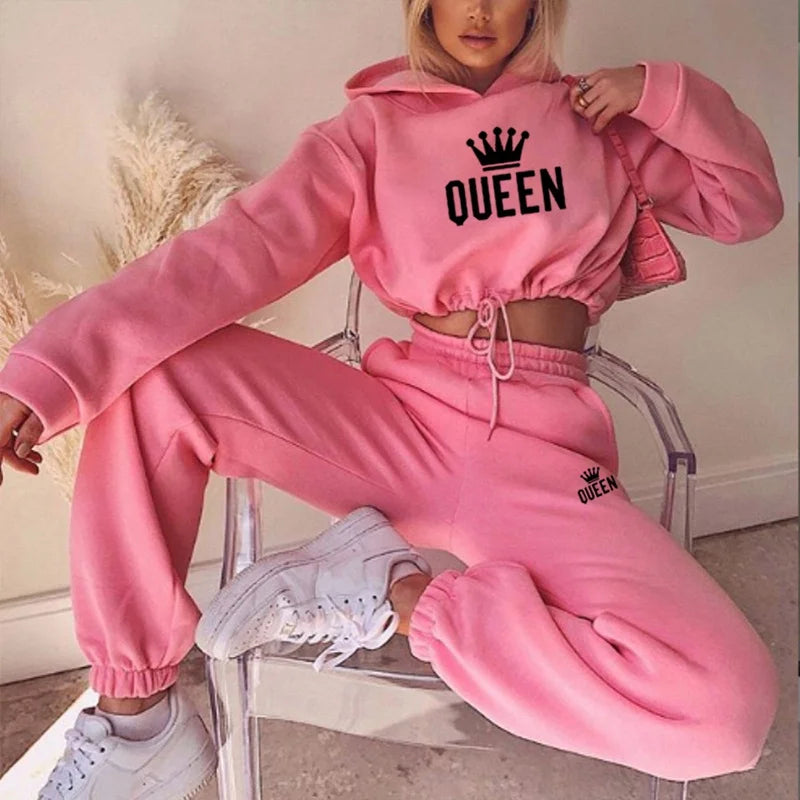 2025 herbst Winter Frauen Sweatshirt Set Einfarbig Casual Einfache Mit Kapuze 2-teiliges Outfit Set Mode Gym Jogging Frau Hose Sets