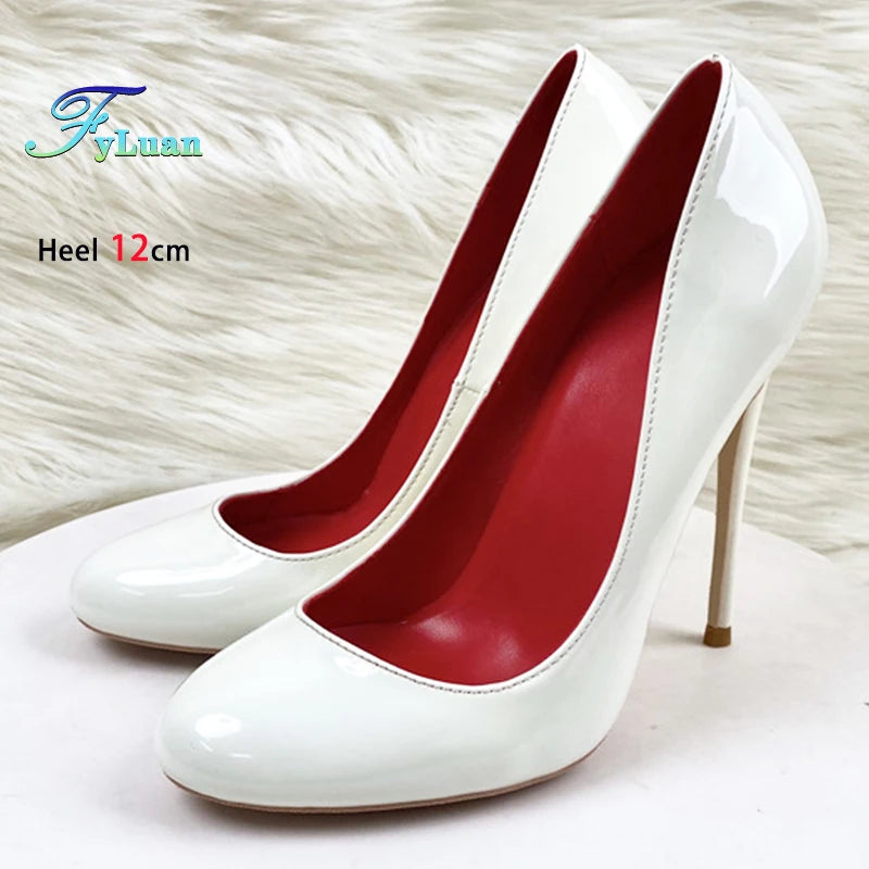 Brand Women Single Shoes 10CM 12CM Super High Heels Fashion Round Toe Stilettos Spring Autumn Female Daily Work Pumps Plus Size