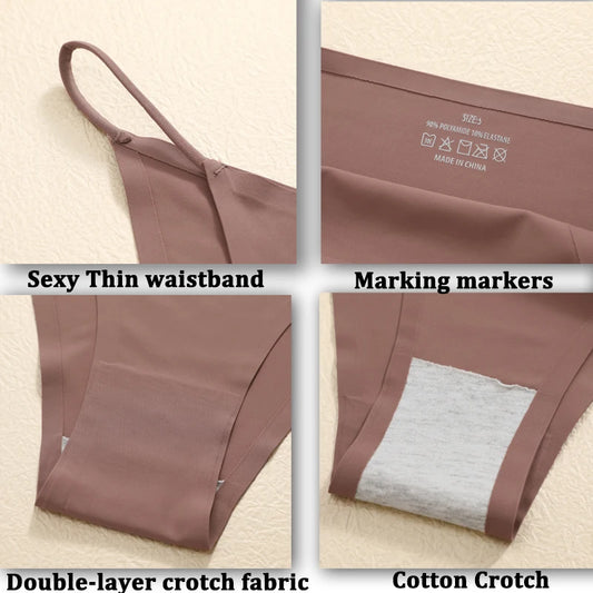 3Pcs/Set Women Seamless Panties Sexy Ultra-thin Briefs Female Ice Silk No Trace Underwear Low Rise Solid Color Soft Lingerie.