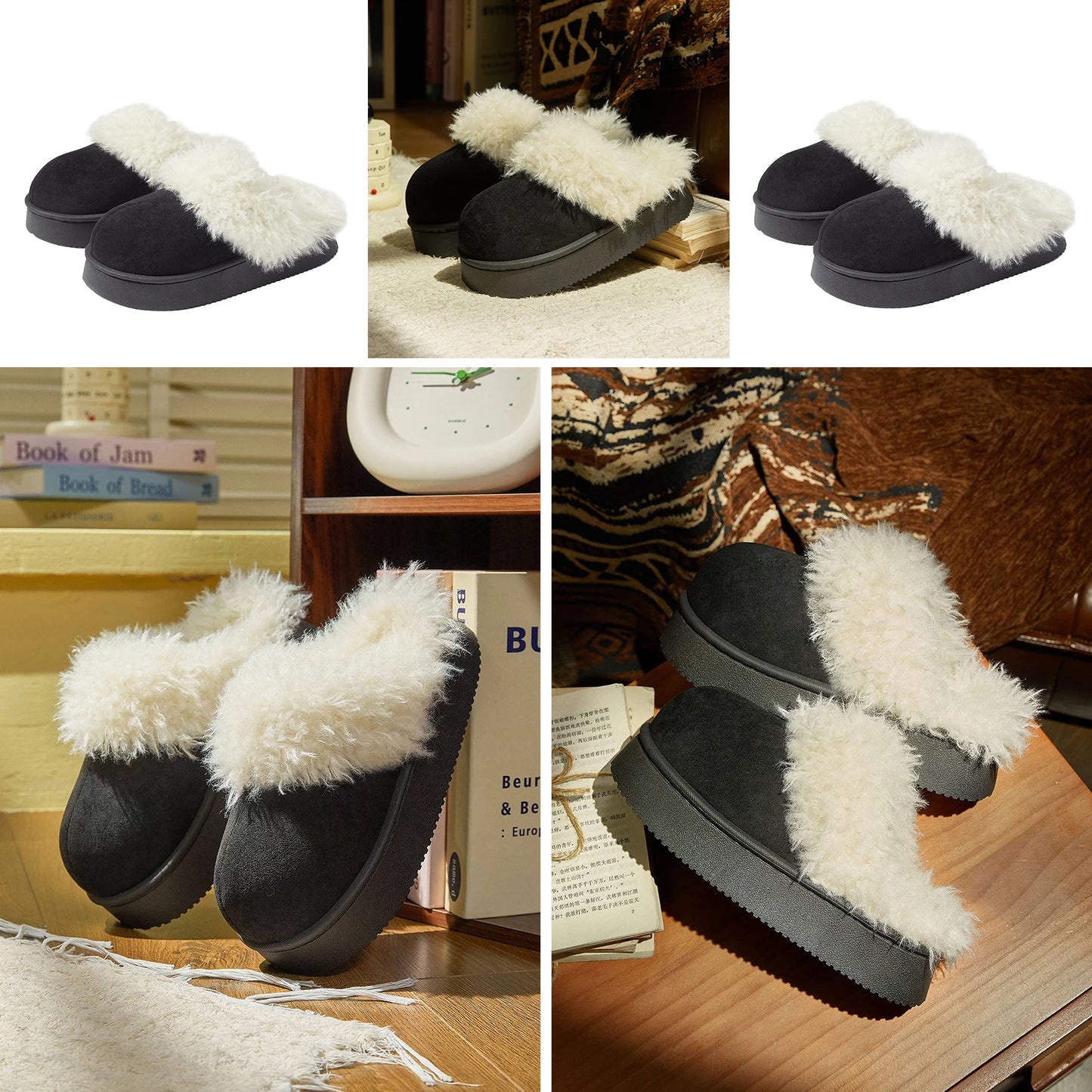Eyriphy, Größe: 36-37 bis 46-47, Winter-Baumwollschuhe/ Pelzig/ Plateauschuhe/ Damenschuhe/ Hausschuhe Herren/ Baumwollhausschuhe Damen