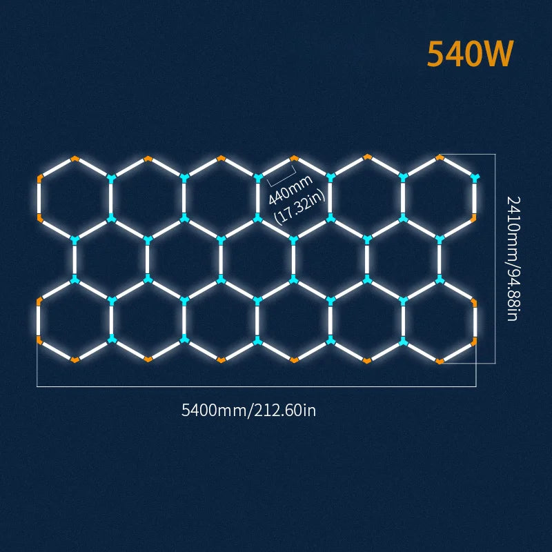 Hexagon LED lighting Ceiling Light Honeycomb Tube for BarberShop Car Garage Workshop Auto Body Repair LED Light 6500K
