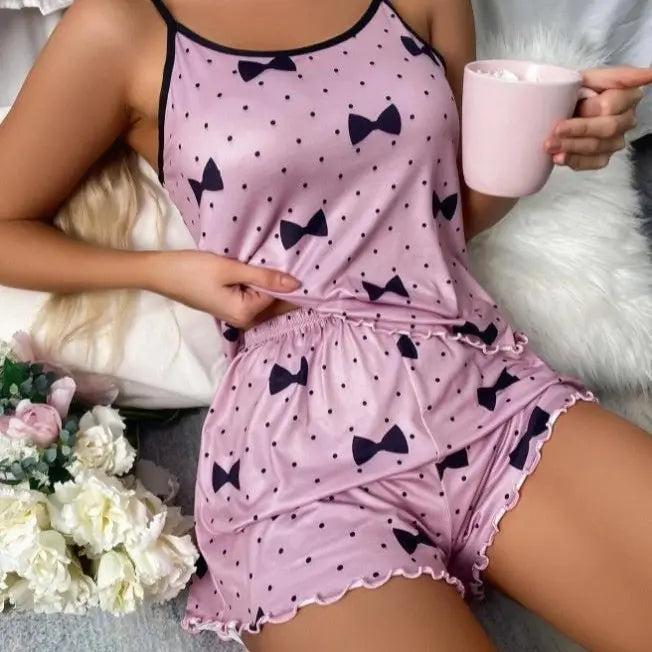 1 Satz Sommer-Damen-Pyjamas, zweiteilig, sexy, lässig, Leibchen, Unterhemd, Shorts, Homewear-Anzug