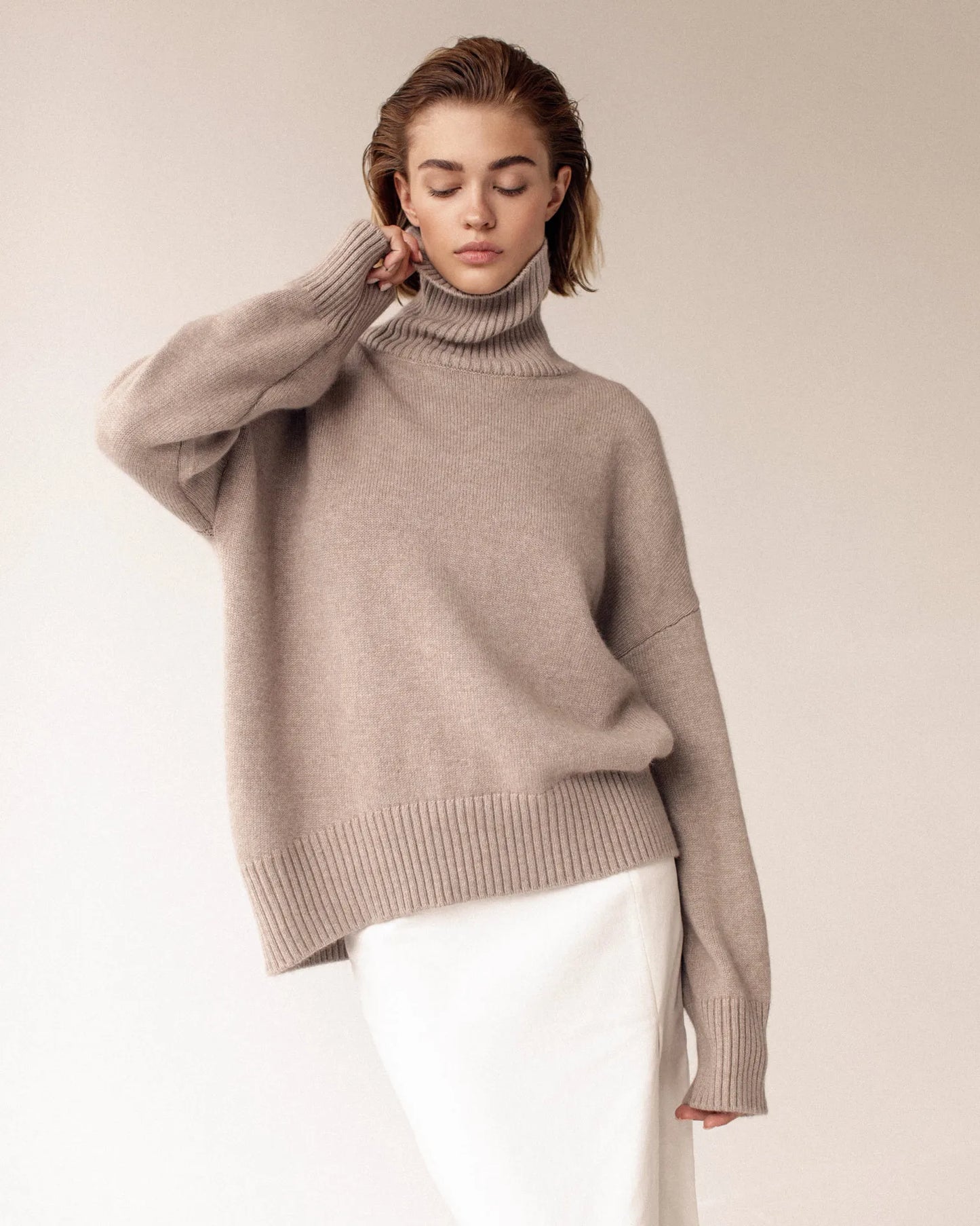 Herbst Und Winter Verdickte Rollkragenpullover frauen Lose Faul Gestrickte Pullover Silhouette Casual Pullover