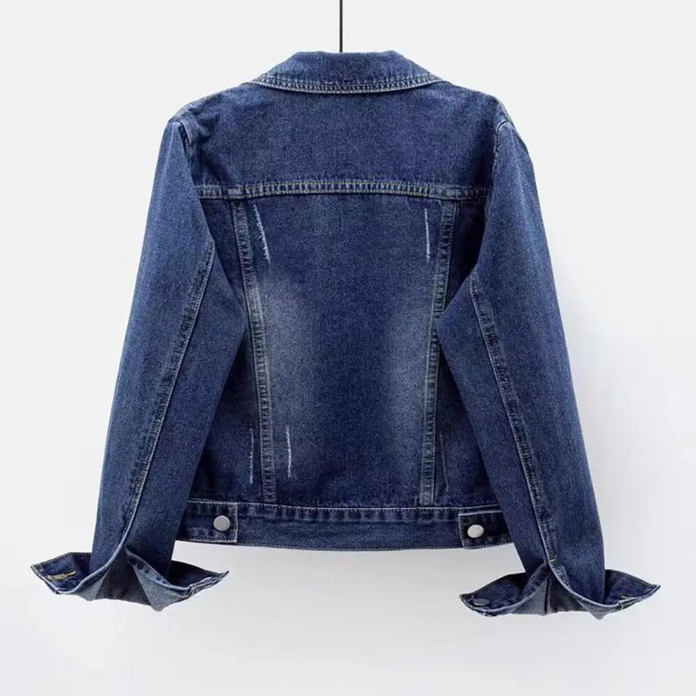Frauen Denim Jacke einreiher Brust Klappe Tasche Jacke Langarm Dünne Kurze Mantel Retro Damen Denim Jacken Oberbekleidung
