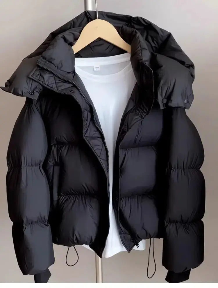 2023 neue Winter Puffer Jacke Frauen Mode Mit Kapuze Unten Baumwolle Mantel Weibliche Lose Beiläufige Warme Parkas Oberbekleidung
