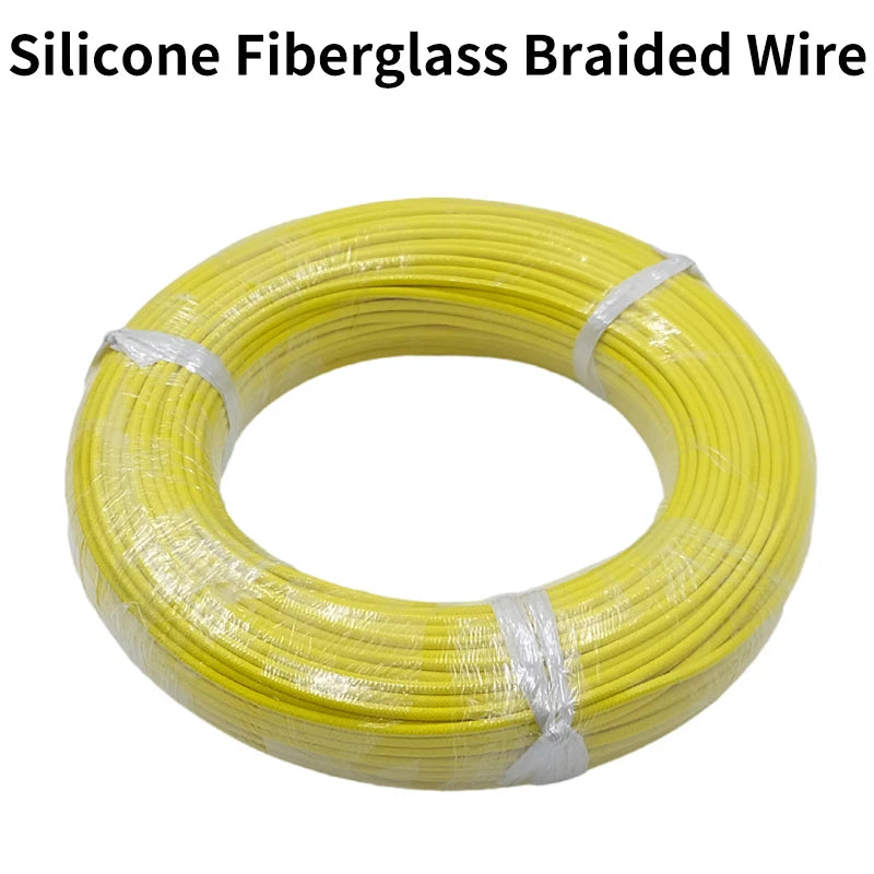 2M/5M High Temperature Resistant Silicone Wire 300°C Soft Copper Cable Fiberglass Braided Insulated Warm Floor Heat Element Line.