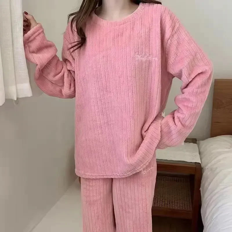 Winter frauen Neue Pyjamas Korallen Samt Casual Pyjamas Gepolsterte Loungewear Loungewear Sets Warme Kleidung Für Herbst Und Winter