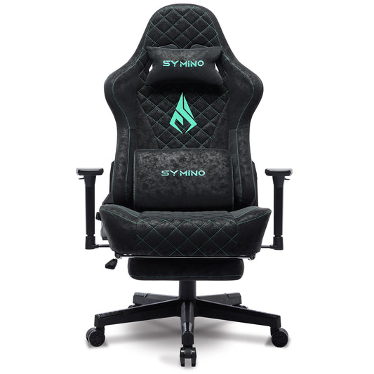 Symino Gaming-Stuhl mit Fußstütze, PC-Stuhl im Racing-Stuhl-Design, Vintage-PU-Leder, ergonomischer Bürostuhl