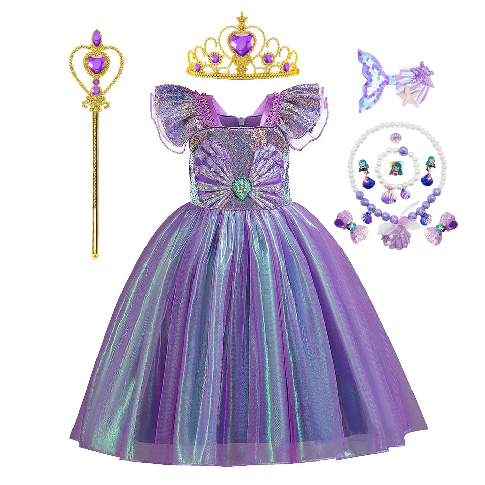 Disney Kleine Meerjungfrau Prinzessin Kleid Kinder Phantasie Karneval Cosplay Kostüm Geburtstag Hochzeit Party Kleidung Halloween Kostüm