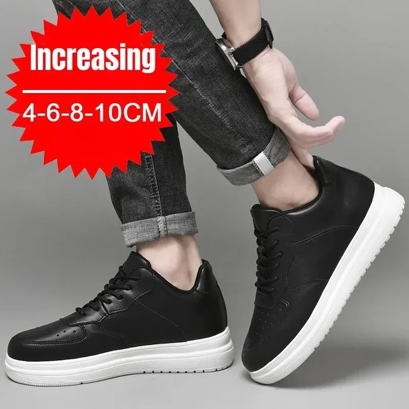PDEP Neue Höhe Zunehmende Schuhe für Männer 10 cm Unsichtbare Aufzug Turnschuhe Weiß Leder Sport Zapatillas De Hombre Große Größe 46