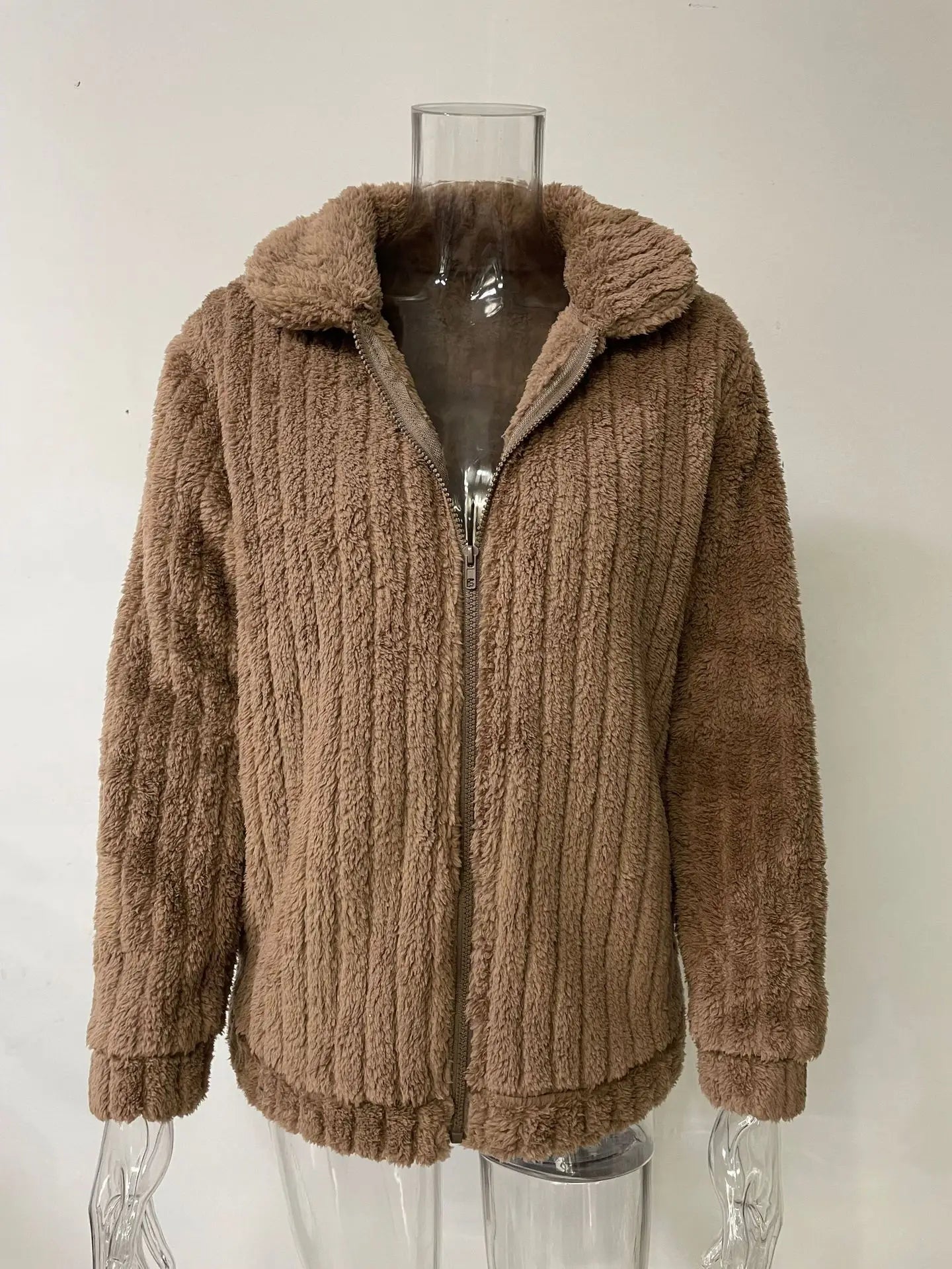 2025, Herbst und Winter, neue Mode, Damenpullover, Mäntel, Übergröße, Fleece-Strickjacke, kurzer Kragen, Tops, Damenbekleidung