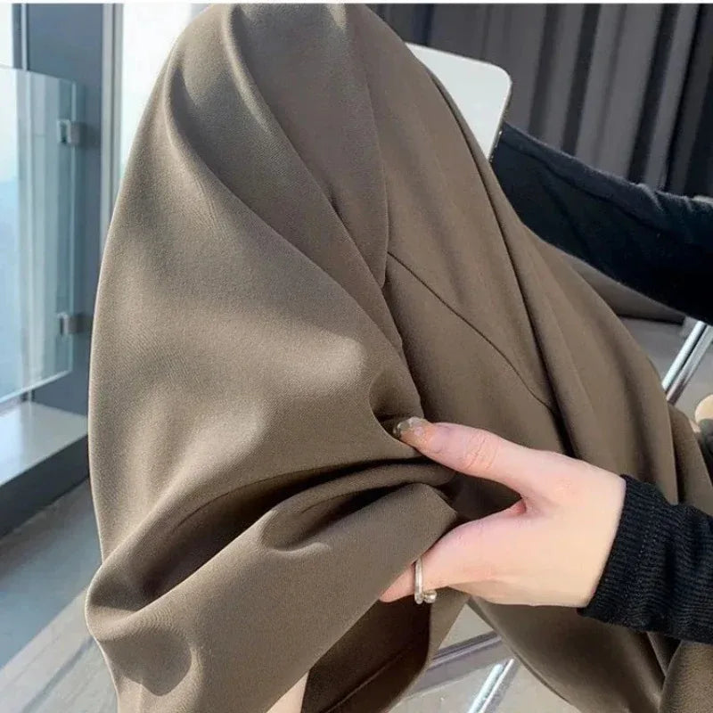 Elegante Breite Bein Hosen Frauen Koreanischen Stil Hohe Taille Schwarz Baggy Hosen Büro Damen Mode Lose Anzug Hosen Streetwear