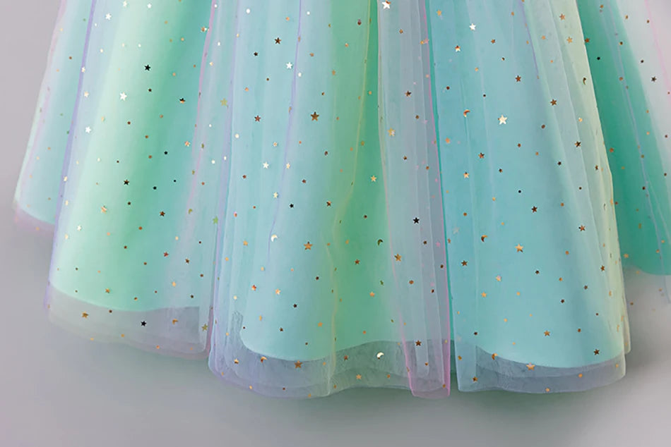 Elegantes, ärmelloses Tüll-Ballkleid für Kinder, Bühnenaufführungen, Hochzeiten, Weihnachten, Mädchenkleider, Mädchen-Prinzessin-Partykleider