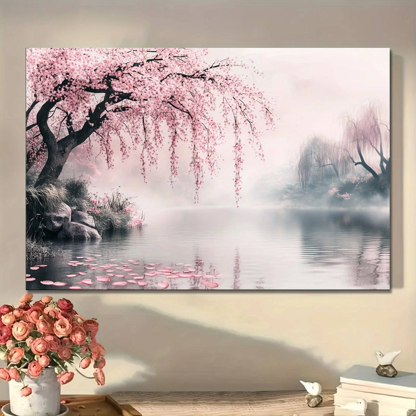 1pc Cherry blossom tree pattern tapestry, polyester fabric, machine washable, suitable for bedroom and living room decoration.