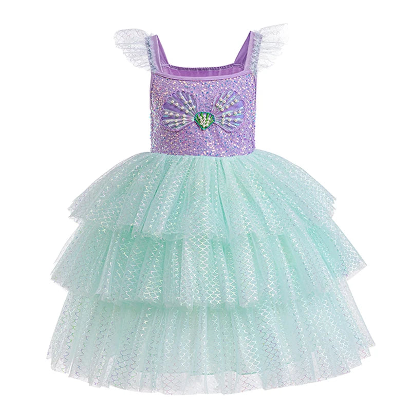 Mädchen elegante Regenbogen Prinzessin Kleid mit Bowknot Flatter Trim Mesh Kleid Tutu Kleid für Party, Performance Tutu Kleid