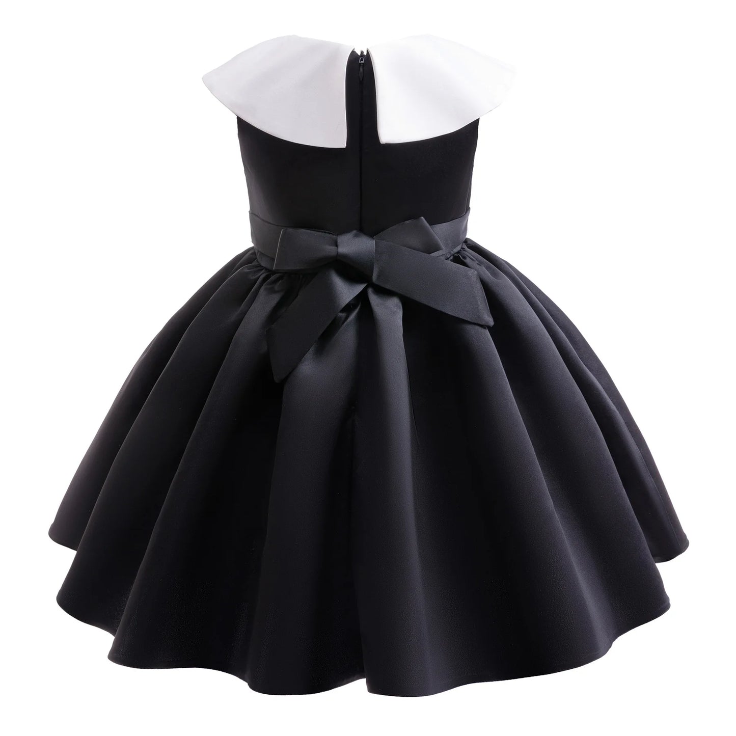 Kinder Kleider für Mädchen Vintage Schwarz Satin Prinzessin Kleid für Kinder Konzert Performance Hochzeit Geburtstag Zeremonie Abendkleid