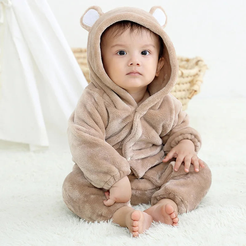 Neue Baby Gepolsterte Warme Strampler Winter Jungen Mädchen Dicke Plus Samt Overalls Winddicht Mit Kapuze Overalls Schneeanzug Einteiliger Body