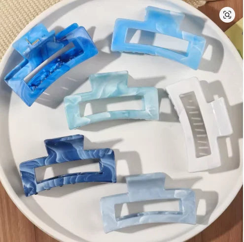 Big Hair Claw Clips Ice Cream Color 6 Pcs for Thick Hair,Square Hair Clips for Women Rectangle Nonslip Acrylic Banana Jaw Clips.