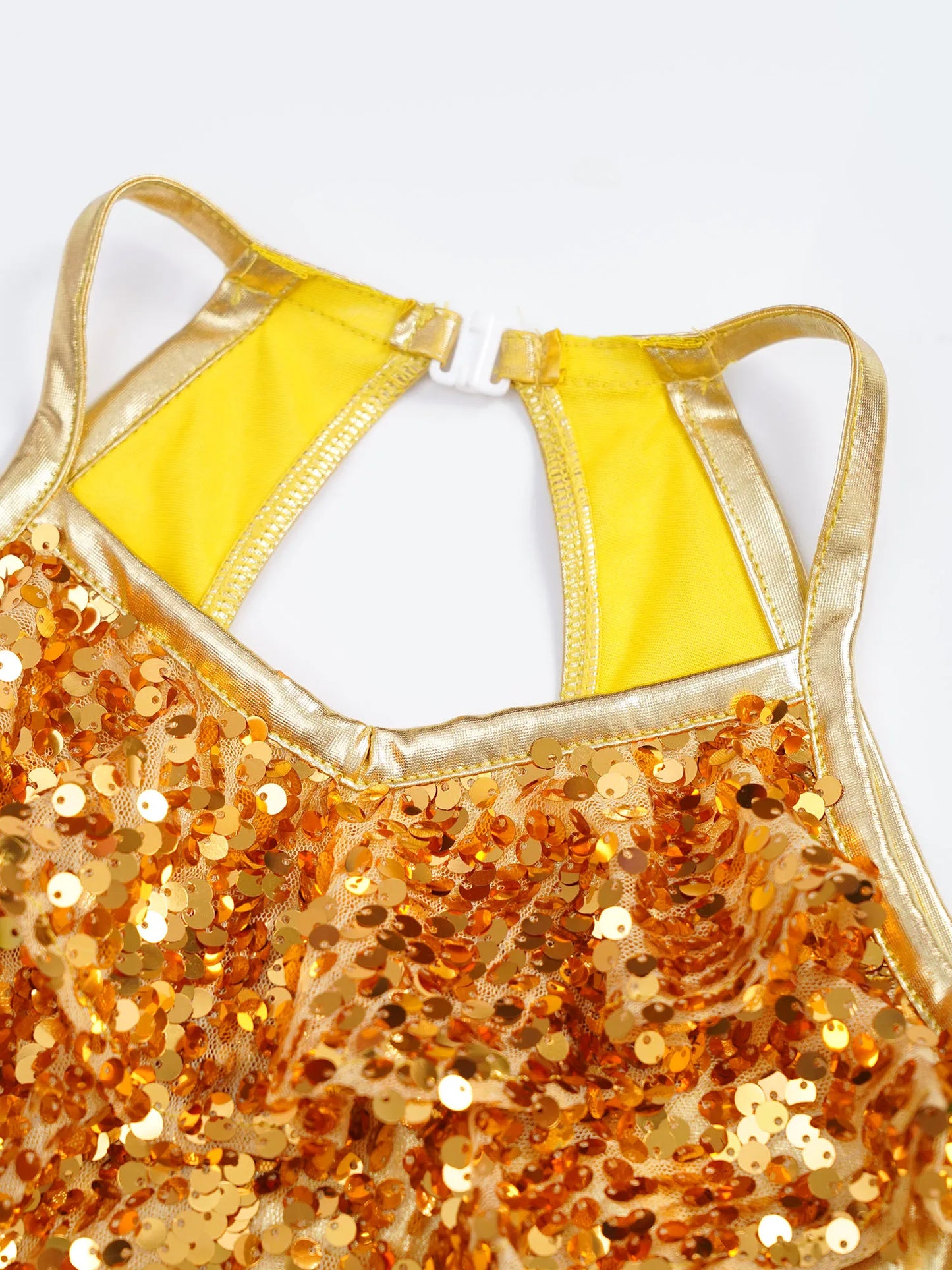 Kinder Mädchen Pailletten Jazz Ballett Tanzkleid Ärmellos Ausschnitt Tiered Rüschen Trikot Salsa Samba Rumba Skating Performance Kostüm
