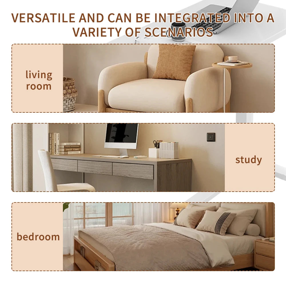 Mobiler tragbarer Nachttisch, Computertisch, Stehpult höhenverstellbar – mit 4 Rollen für Wohnzimmer, Schlafzimmer