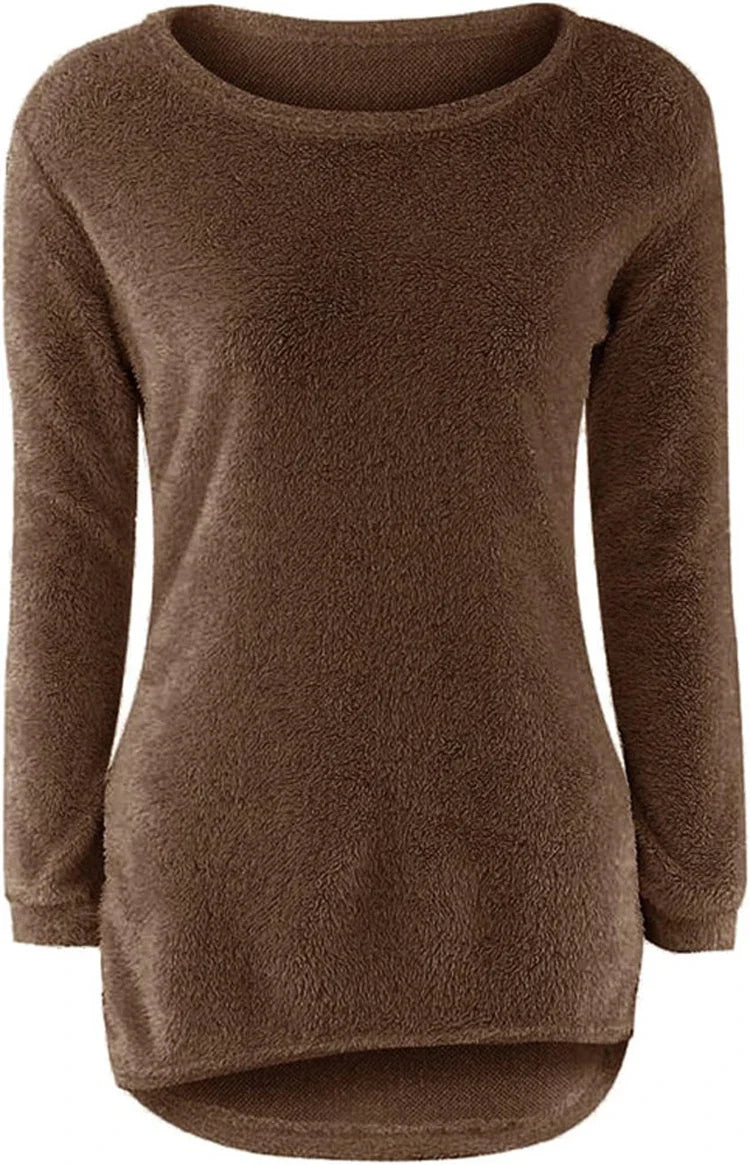 Frauen warmen Pullover einfarbig o Hals lose Baumwolle gestrickt Pullover langen Pullover lässig übergroße Bluse Damen Hipster Kleidung