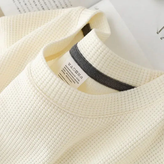 Men's New Summer Waffle Round Neck Short Sleeve T-Shirt Comfortable Breathable Short-Sleeved Top for Casual Wear.