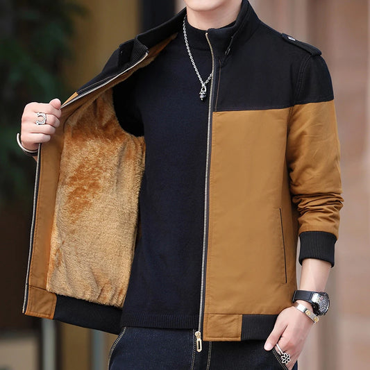 DIMUSI Winter Men's Bomber Jacket Casual Mens Outwear Fleece Warm Coats Fashion Stand Collar Uniform Jackets Mens Brand Clothing.