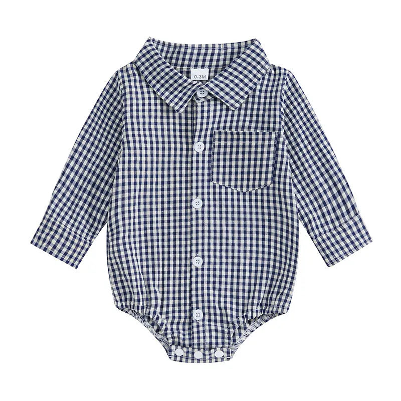 Kleinkind Niedlicher Gitter Revers Overall Kleinkind Dünner Stil Freizeit Einteiliger Baby Herbst Body