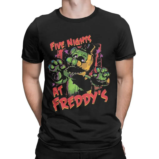 Five Nights Men's T Shirt At Freddys Vintage Tees Short Sleeve Round Collar T-Shirt Pure Cotton Plus Size Clothing.