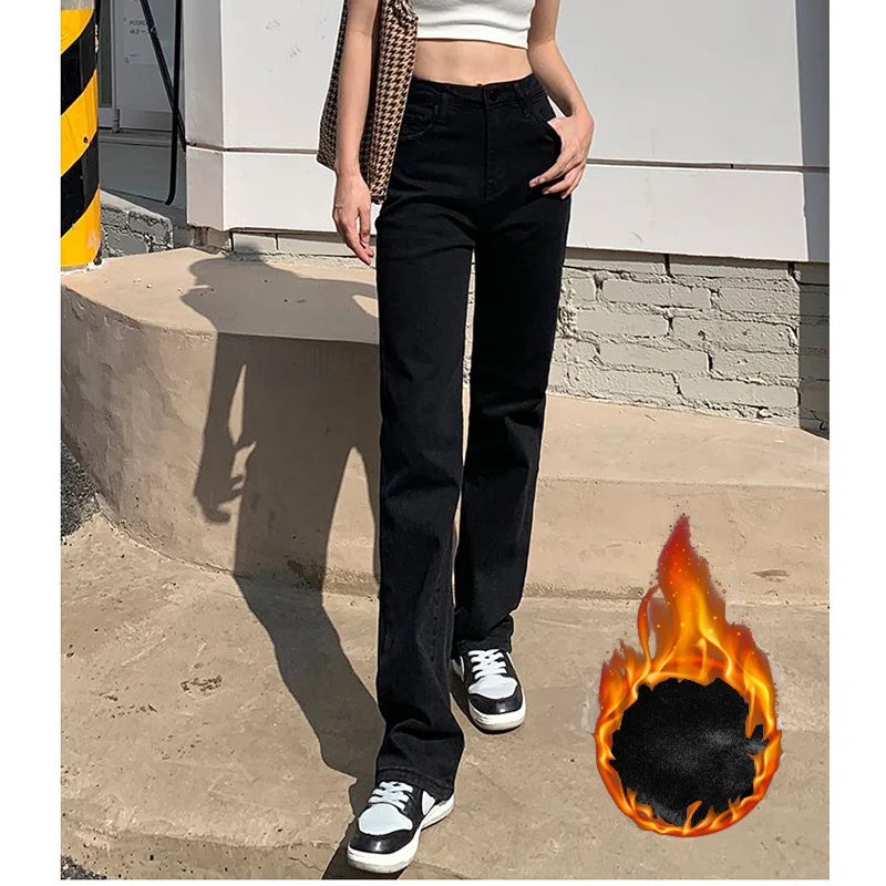 Frau Koreanische Hohe Taille Streetwear Gerade Bein Jeans Mädchen Y2k Kleidung Hosen Weibliche Mode Schwarz Baggy Harajuku Denim Hosen